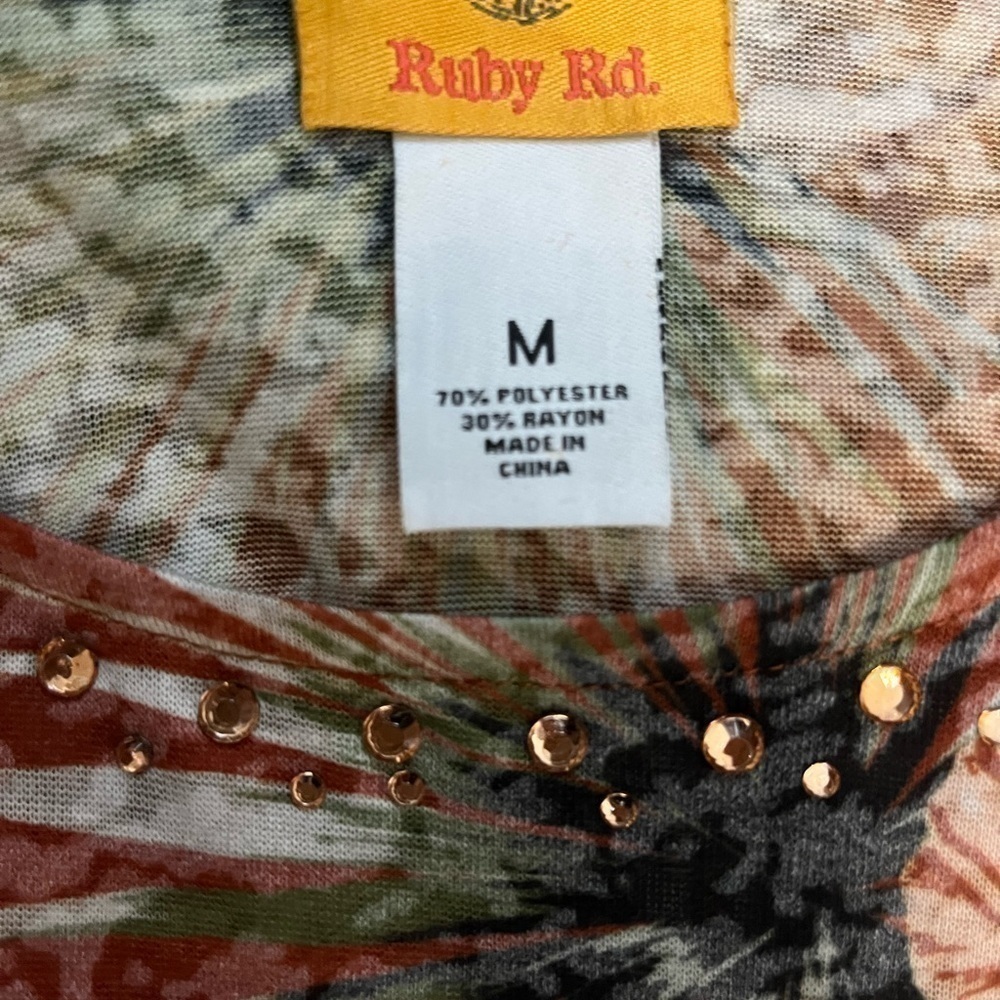 Ruby Rd. Rust Floral Rhinestone
Accent Short-Sleeve Top - Picture 6 of 6